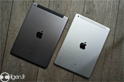 Comme l'iPhone 5s et l'iPad mini, l'iPad Air est désormais décliné dans un modèle « gris sidéral ». Ce coloris du plus bel effet varie de l'anthracite au gris souris en passant par des teintes ardoise selon les conditions d'éclairage. Le logo d'Apple n'est plus gravé à l'acide : il s'agit d'un insert.