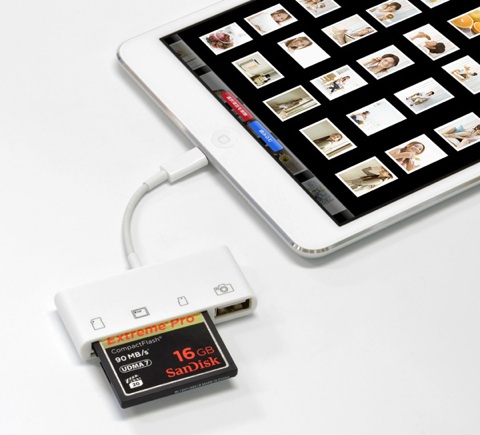 Transférer dans un iPad Retina/mini photos et vidéos provenant d'une Compact  Flash