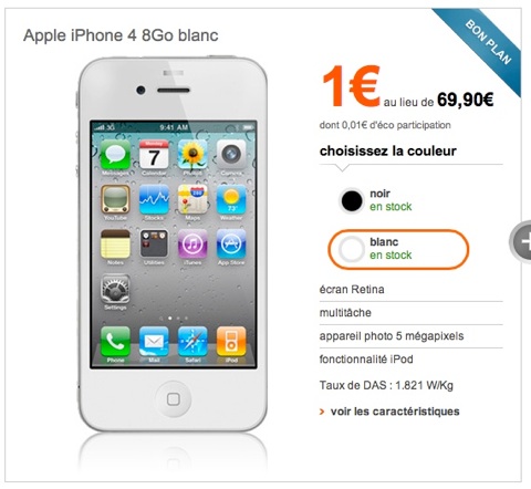 iPhone 4 Ã  1 â‚¬ chez SFR et Orange